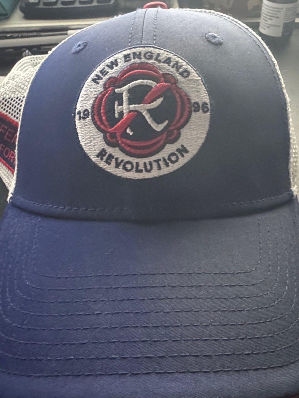 Fanatics New England Revolution Blue Red Logo Trucker Hat